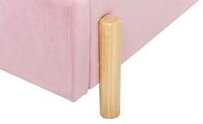 Cama de solteiro em veludo rosa 90 x 200 cm ANET Beliani