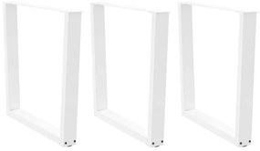 vidaXL Pernas para mesa de jantar em V 3 peças, branco, 90x(72-73,3) cm, aço