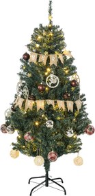 HOMCOM Árvore de Natal com LED Árvore Artificial com 100 Luzes LED 472 Ramos e 80 Decorações para Interior Aço Ø91x150 cm Verde | Aosom Portugal