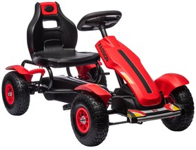 HOMCOM Kart a Pedais para Crianças com Assento Ajustável Pneus de Goma Travão de Mão para Crianças de 5-12 Anos 121x58x61 cm Vermelho | Aosom Portugal