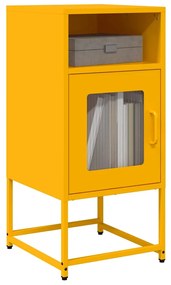 vidaXL Mesa de cabeceira 36x39x78 cm aço laminado a frio mostarda