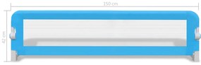 Barra de segurança para cama de criança 2 pcs 150x42 cm azul