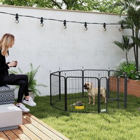 Parque para cães, cercado modular e dobrável de 8 painéis 56 x 60 x 1,5 cm (CADA PAINEL) em aço com porta, para cães de pequeno porte, uso interior e
