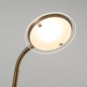 Candeeiro de chão moderno em bronze com candeeiro de leitura incl. LED - Eva Moderno