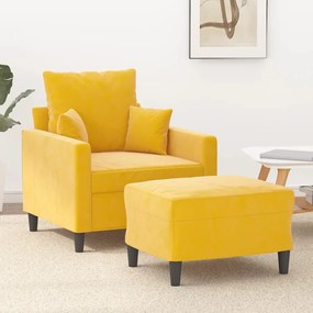 vidaXL Poltrona com apoio de pés 60 cm veludo amarelo-claro