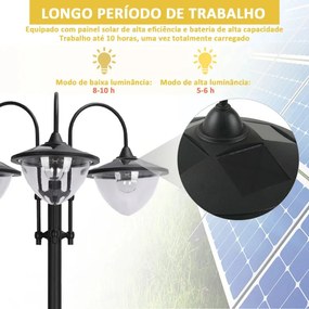 Candeeiro Solar de Jardim com Floreira – 60x55x189 cm – Preto – Luzes