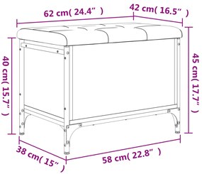 Banco de arrumação 62x42x45cm derivados madeira cinzento sonoma