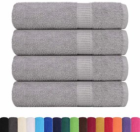 Toalhas de mãos 4 pcs 50x100 cm 360 gsm 100% algodão cinzento