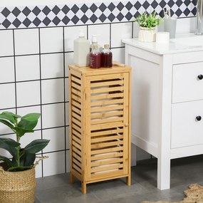 Armário Auxiliar Casa de Banho de Bambu Armário Casa de Banho com Prateleiras Ajustáveis Anti-Tombo 30x19,9x70 cm Madeira