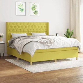 vidaXL Cama com molas/colchão 160x200 cm tecido verde