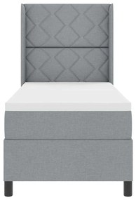 Cama Box com colchão e luz LED Cinza Claro 80x200 cm, tecido.