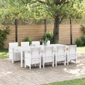 vidaXL Conjunto de Jantar de Jardim com 9 Peças e Almofadas Cinza Claro em Rattan Sintético