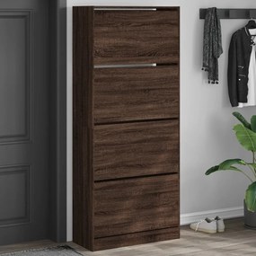vidaXL Sapateira 4 gavetas articuladas 80x34x187,5cm carvalho castanho