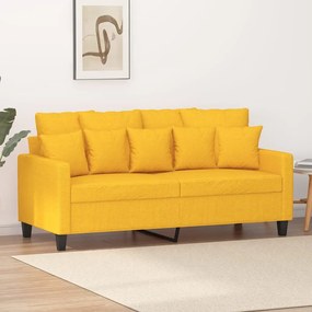 vidaXL Sofá de 2 lugares 140 cm tecido amarelo-claro