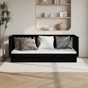 821563 vidaXL Sofá-cama 80x200 cm madeira de pinho maciça preto