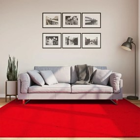Tapete pelo curto macio e lavável HUARTE 200x200 cm vermelho