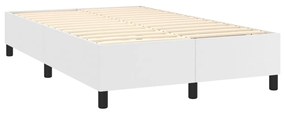 Cama box spring c/colchão/LED 120x200cm couro artificial branco