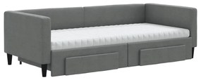 Sofá-cama c/ gavetão e gavetas 90x190 cm tecido cinzento-escuro