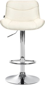 Banco alto em tecido com estrutura prateada 85-106 x 49 x 51 cm cor creme