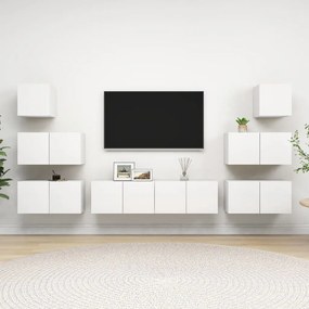 8 pcs conjunto de móveis de TV contraplacado branco