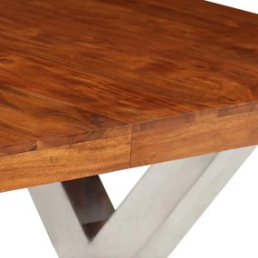 Conjunto mesa de jantar 7 pcs madeira de acácia maciça