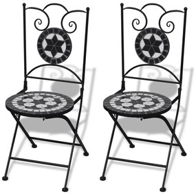 Conjunto bistrô azulejos de cerâmica 3 pcs preto e branco