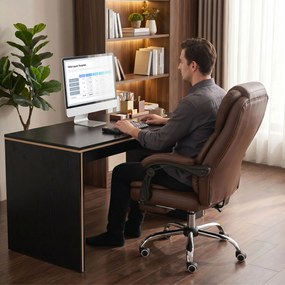 Cadeira de escritório executiva com função de massagem e aquecimento, altura ajustável, encosto reclinável, em tecido de microfibra castanho