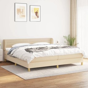 vidaXL Cama com molas/colchão 200x200 cm tecido cor creme