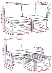 5 pcs conjunto lounge de jardim c/ almofadões acácia maciça