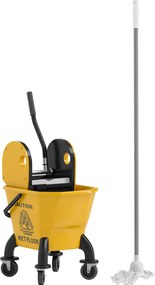 HOMCOM Balde de Esfregona com Rodas Espremedor Desmontável de Pressão para Baixo Capacidade 26 L Inclui Esfregona e Asa 45x31x90 cm  Amarelo | Aosom Portugal