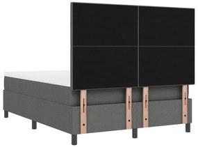 Cama Box Spring com Colchão Cinza Escuro 140x190 cm em Tecido