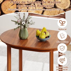 Mesa de jantar oval 110 x 78 x 77 cm com superfície ampla e pernas robustas de madeira com pés antiderrapantes Castanho