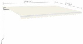 Toldo retrátil manual com LED 500x350 cm cor creme