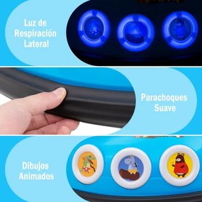 Carrinho de choques para crianças 12V com rotação de 360°, Luzes, controlo remoto, Música  73 x 73 x 43cm Azul