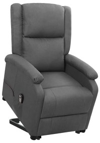 vidaXL Poltrona elevatória tecido cinzento-escuro