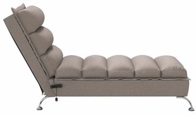 Chaise lounge massagem c/ almofadões tecido cinza-acastanhado