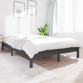 Estrutura cama pequena de casal 120x190 cm pinho maciço cinza