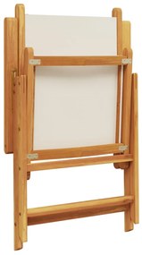 Cadeiras jardim reclin. 4 pcs tecido/madeira maciça branco nata