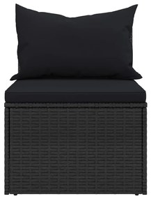 4 pcs conjunto de sofás para jardim c/ almofadões vime PE preto