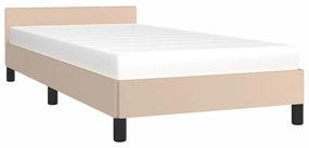 Estrutura de Cama Salu com Cabeceira em Couro Artificial Cappuccino -