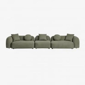 Sofá Modular De 3 Peças Em Chenille Coco Tecido Chenille Verde Sálvia - Sklum