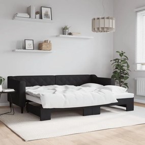 vidaXL Sofá-cama com gavetão 80x200 cm tecido preto