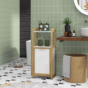Móvel de pé em bambu, cesto de roupa suja para casa de banho, economizador de espaço - 2 prateleiras - 40 x 30 x 86,5 cm