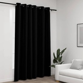 Cortina opaca aspeto de linho com ilhós 290x245 cm preto