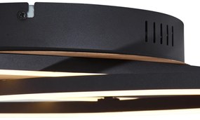 Plafon Preto com Madeira de Nogueira Incl. LED Regulável em 3 Níveis 2-Luzes - Kane Moderno