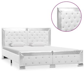 vidaXL Estrutura de cama 140x200 cm couro artificial branco