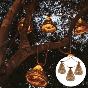 Cordão de luzes castanho 8m Incl. LED 10 luzes IP44 Recarregável a energia solar - Maro