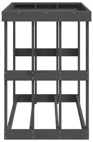 Suporte de lenha p/ exterior 108x52x74 cm pinho maciço cinzento