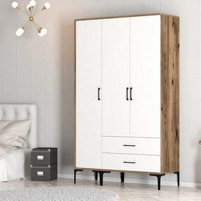Roupeiro Kumsal ST – Nogueira e Branco – 120x47,5x201,4 cm