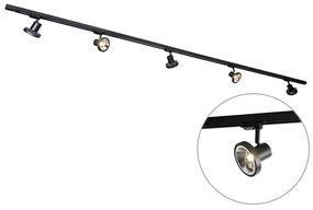 Railsysteem met 5 spots zwart links incl. LED 3-fase - Iconic Jeany Moderno